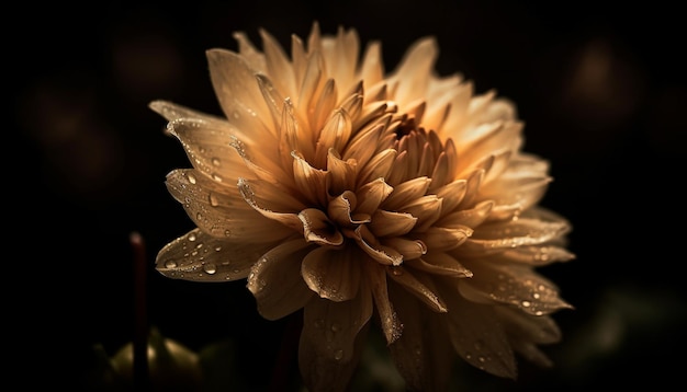 Geel madeliefje in natte tuin met dauw gegenereerd door AI