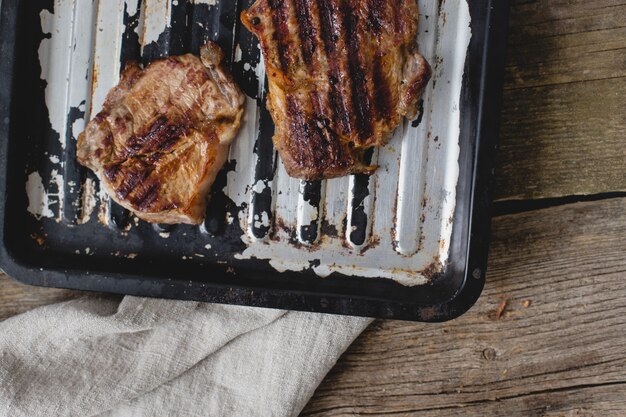 Gegrilde biefstuk op pan