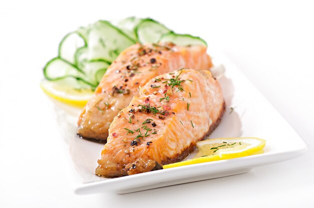 gegrilde zalm met groenten