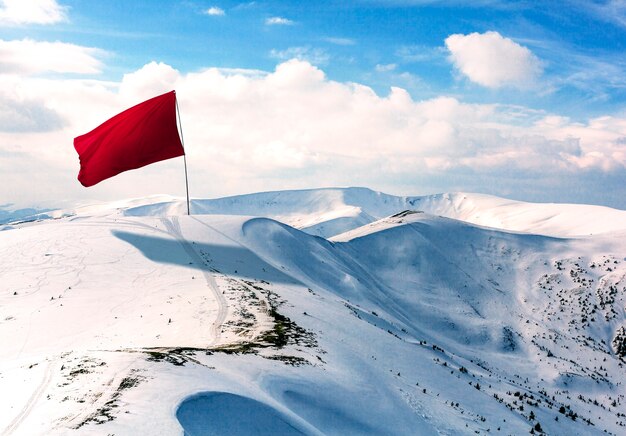 Geïsoleerde rode vlag in de natuur