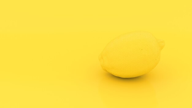 Gele 3d citroen op gele achtergrond