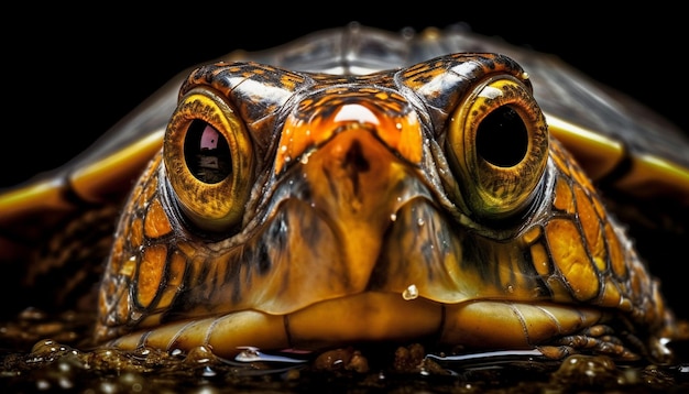 Gratis foto gele schildpad macro onderwaterfocus gegenereerd door ai