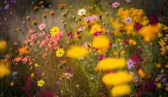 Gratis foto gele wilde bloem in generatieve ai van de schoonheid van de weide de verse lente