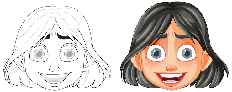 Gratis Foto gelukkig gezicht van een cartoon personage