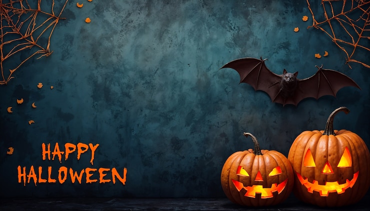 Gratis Foto gelukkige halloween achtergrond met pompoen