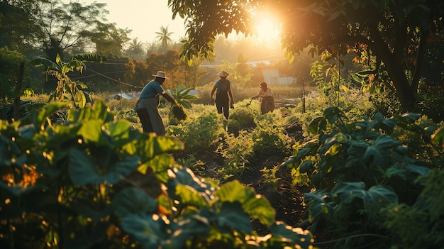 Gratis foto gemeenschap van mensen die samen in de landbouw werken om voedsel te verbouwen