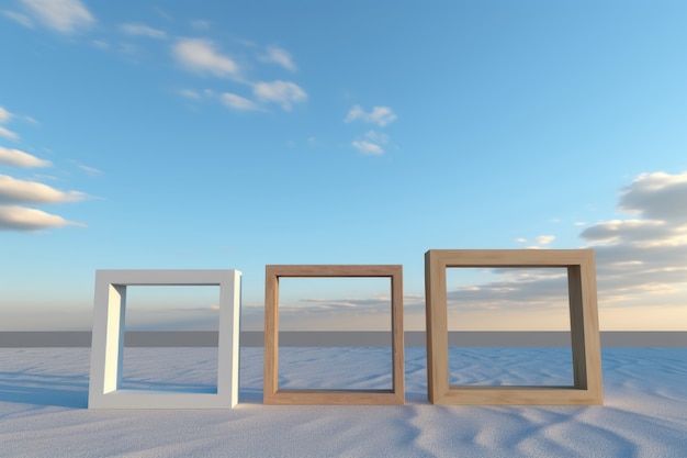 Gratis foto geometrische vierkanten met strandlandschap