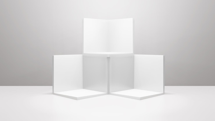 Gratis Foto geometrische vorm achtergrond in de witte en grijze studio kamer minimalistische mockup voor podium display of