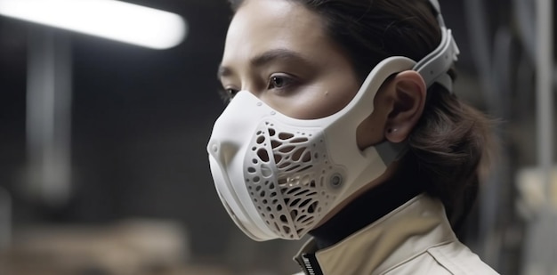 Gratis foto gerichte gezondheidszorgexpert in beschermend masker die buitenshuis werkt, gegenereerd door ai