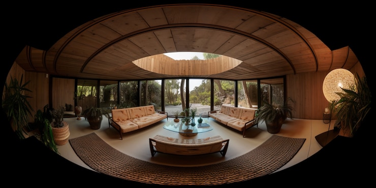 Gratis Foto geschoten voor een panoramische compositie van de woonkamer