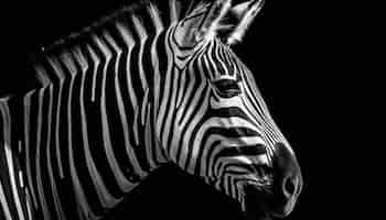 Gratis foto gestreepte zebra in zwart-witte elegantie gegenereerd door ai