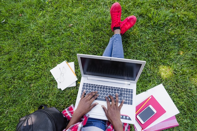 Gewas vrouw werken met laptop