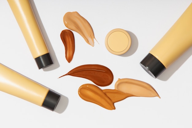 Gezicht op make-up en foundation huidproduct