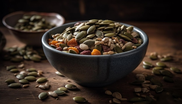 Gezond eten biologische groentekom met bonen gegenereerd door AI