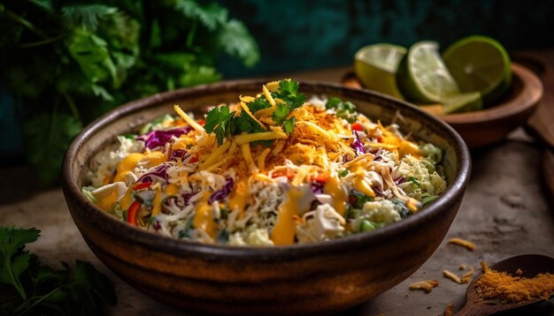 Gezond maaltijd gegrild rundvlees taco salade recept gegenereerd door AI