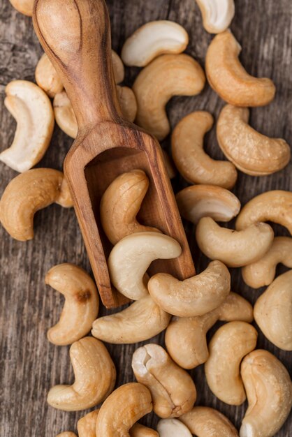 Gezonde rauwe cashewnoten close-up