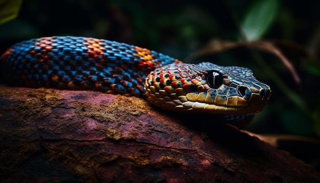 Gratis foto giftige adder kruipt op tak in afrika gegenereerd door ai