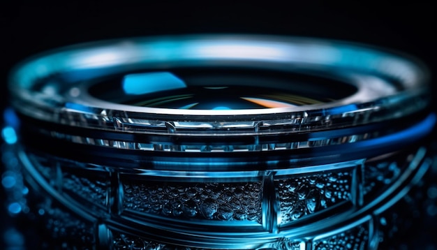 Gratis foto glanzend blauw metalen cirkeldeel van machines gegenereerd door ai