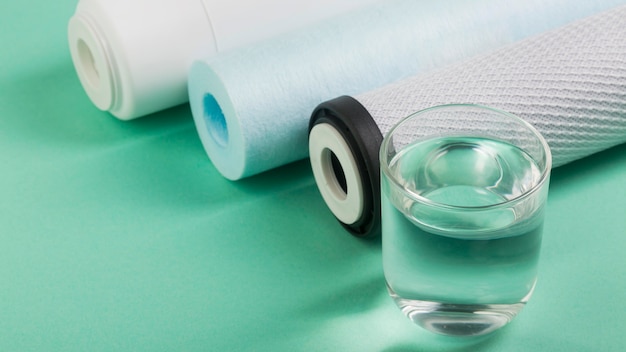 Glas water en waterfilters