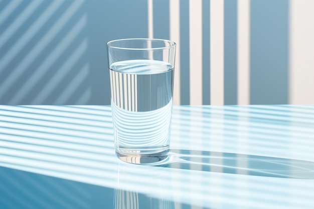 Gratis foto glas water met schaduwen