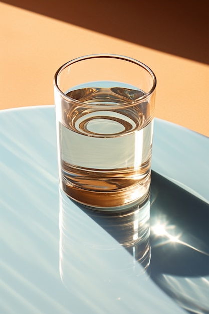 Gratis foto glas water met schaduwen