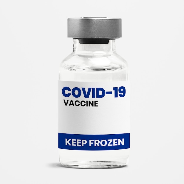 Glazen COVID-19-vaccininjectiefles met bewaarconditie