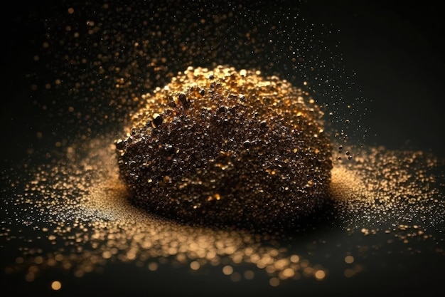 Gratis foto glinsterende gouden glitter op donkere gestructureerde achtergrond gouden stof onscherpe textuur abstracte schittering deeltje bokeh generatieve ai