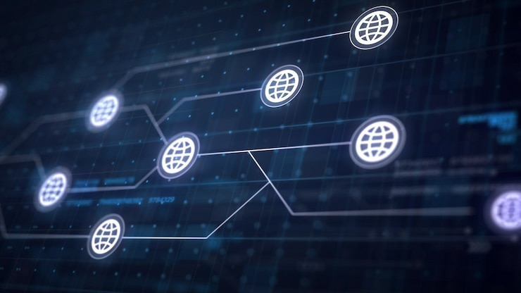 Gratis Foto globe internet icon line aansluiting van circuit board
