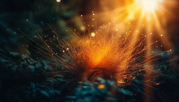 Gloeiende abstracte vlam warmte natuur exploderende kleuren gegenereerd door AI
