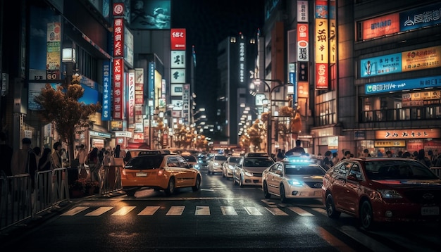 Gratis foto gloeiende wolkenkrabbers in het financiële district van beijing in de schemering gegenereerd door ai