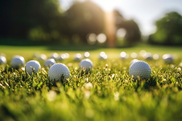 Golfballen op het veld