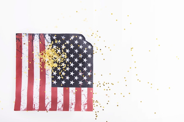 Gouden glitter op Amerikaanse vlag