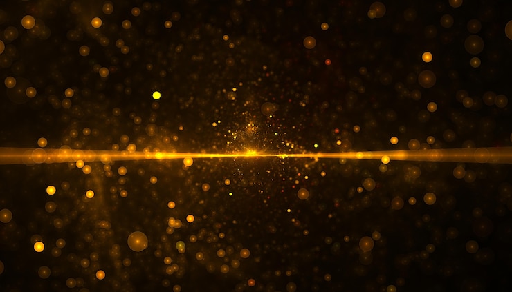 Gratis Foto gouden glitterdeeltje met een lichtstraal
