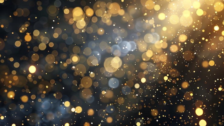 Gratis Foto gouden gloeiende lichten op donkere achtergrond