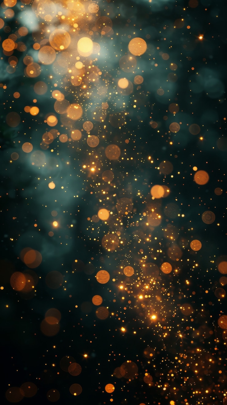 Gratis Foto gouden gloeiende lichten op donkere achtergrond