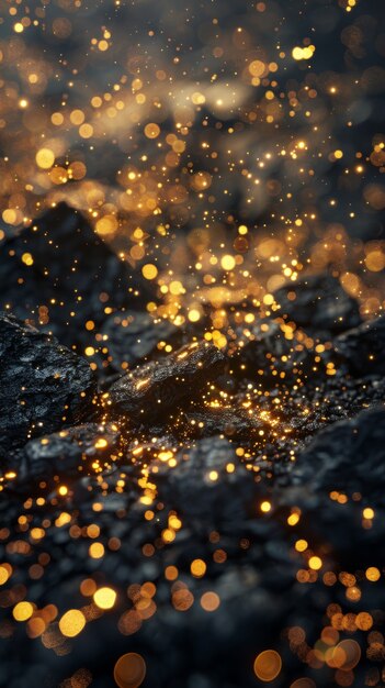 Gouden gloeiende lichten op donkere achtergrond
