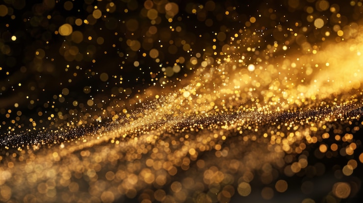 Gratis Foto gouden gloeiende lichten op donkere achtergrond