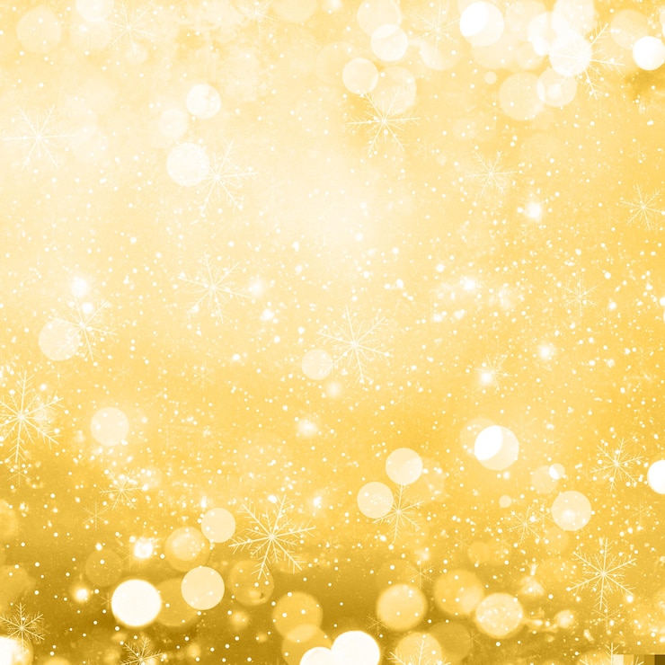 Gratis Foto gouden kerstmisachtergrond met bokehlichten en sneeuwvlokken