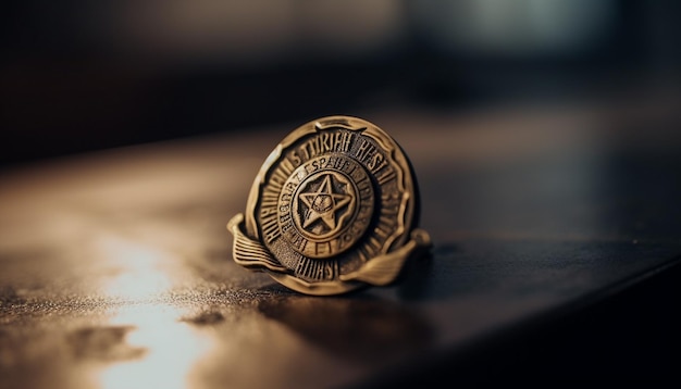 Gratis foto gouden munt op houten tafel betekent rijkdom genererende ai