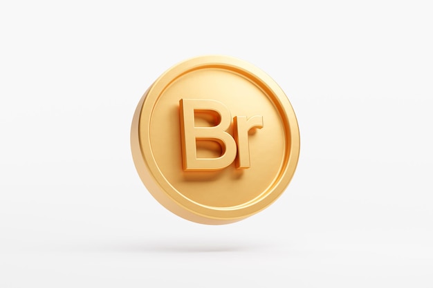 Gouden munt Wit-Russische roebel valuta geld pictogram teken of symbool zakelijke en financiële uitwisseling 3D achtergrond afbeelding