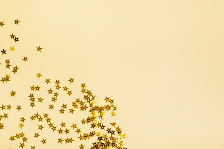 Gratis Foto gouden ster pailletten met kopie ruimte