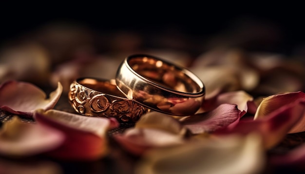 Gouden trouwring symboliseert liefde en saamhorigheid gegenereerd door AI