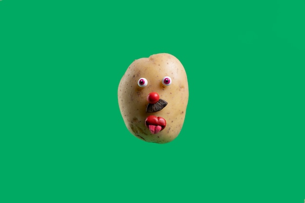 Gratis foto grappige aardappel met gezichtssticker