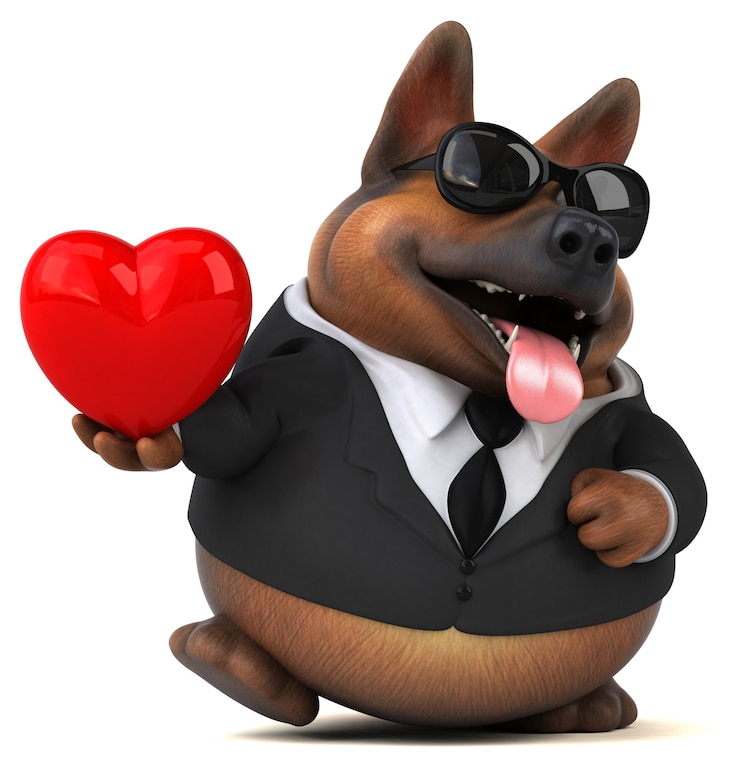 Gratis Foto grappige duitse herdershond 3d illustratie