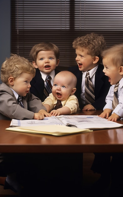 Gratis foto grappige kleine kinderen met pakken.