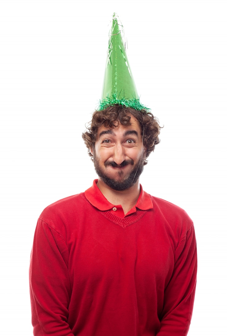 Gratis Foto grappige mens met een feestmuts