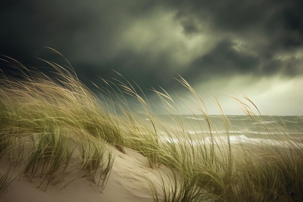 gras in de wind AI gegenereerde afbeelding