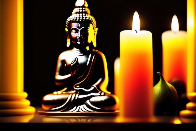 Gratis foto gautum boeddha vesak purnima standbeeld symbool van vrede achtergrond