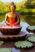Gratis foto gratis foto gautum boeddha vesak purnima standbeeld symbool van vrede achtergrond