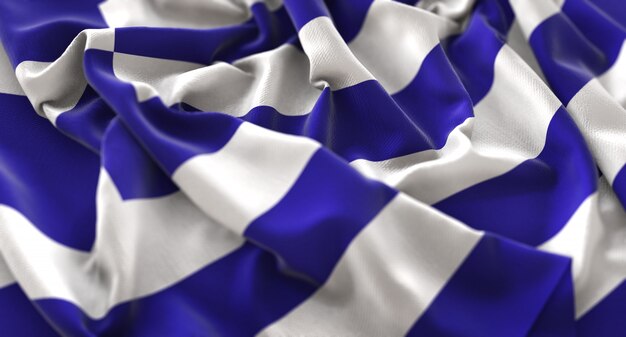 Griekenland Flag Ruffled Mooi Wave Macro Close-up Shot